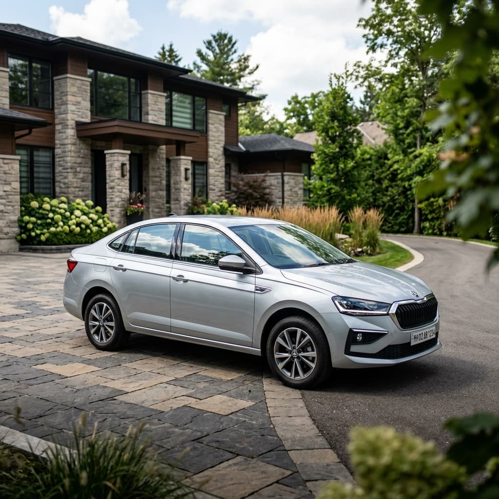 Skoda Slavia (Silver) self-drive rental in Kompally Hyderabad
